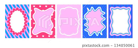 Scallop frame border collection with wavy edges Scallop frame border collection with wavy edges 134850061