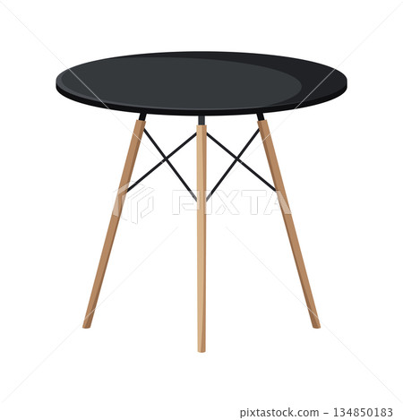 Table furniture of wood, interior wooden desk. Empty wooden table isolated illustration on white background. Vector illustration of platform or stand 134850183