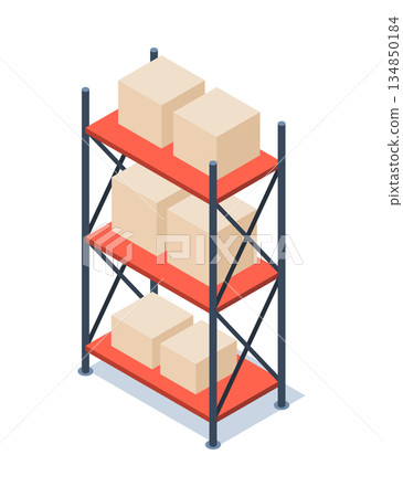 Storage parcel rack icon. Flat illustration of storage parcel rack vector icon isolated on white background 134850184