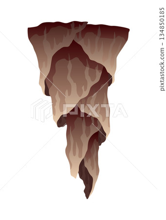 Stalactite. Icicle shaped hanging mineral formations in cave. Nature brown limestone, material stone icon. Natural growth geology formations Stalactite. Icicle shaped hanging mineral formations in cave. Nature brown limestone, material stone icon. Natural growth geology formations 134850185