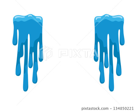 Cartoon tear drops icon. Sorrow cry streams, tear blob. Crying fluid, falling blue water drops. Isolated vector for sorrowful character weeping expression. Wet grief droplets 134850221