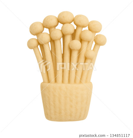 [Mushrooms] Felt-style enoki mushroom illustration 134851117