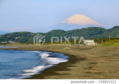The sacred mountain "Fugaku" seen from Hiratsuka Fishing Port... [Mount Fuji] 134851121