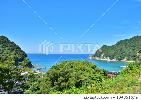 Hyogo Prefecture, view of the Sea of Japan near JR San'in Main Line Yobe Station Hyogo Prefecture, view of the Sea of Japan near JR San'in Main Line Yobe Station 134851679