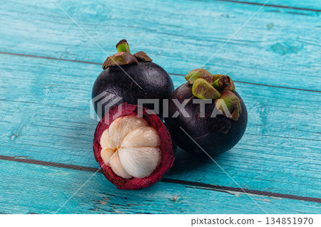 Ripe sweet juicy tropical mangosteen Ripe sweet juicy tropical mangosteen 134851970