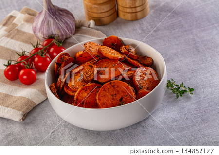 Tasty baked sweet potatoes with spices Tasty baked sweet potatoes with spices 134852127