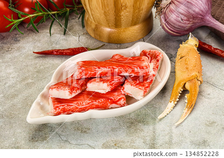 Red crab meat stick surimi Red crab meat stick surimi 134852228