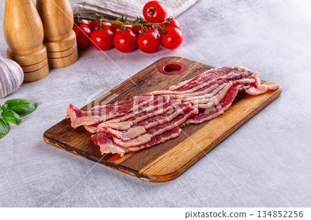 Raw beef marble bacon slices 134852256