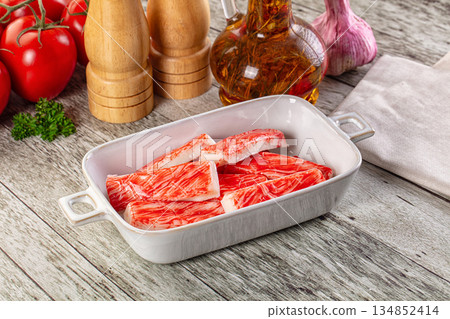 Crab meat sticks - fish surimi Crab meat sticks - fish surimi 134852414