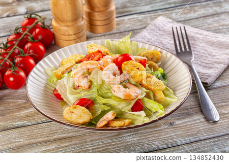 Caesar salad with prawn and romano 134852430