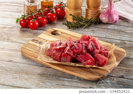 Raw beef cubes for cooking Raw beef cubes for cooking 134852431