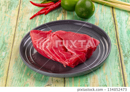 Raw tuna fish fillet steak Raw tuna fish fillet steak 134852473