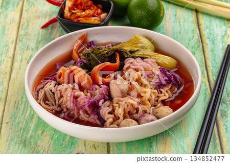 Korean kimchi beef noodles soup Korean kimchi beef noodles soup 134852477