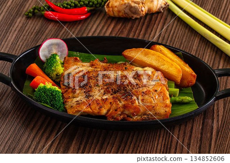 Gourmet asian Grilled crocodile steak Gourmet asian Grilled crocodile steak 134852606