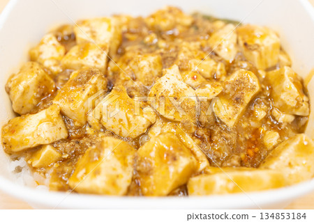 Delicious mapo tofu rice bowl from a convenience store bento Delicious mapo tofu rice bowl from a convenience store bento 134853184