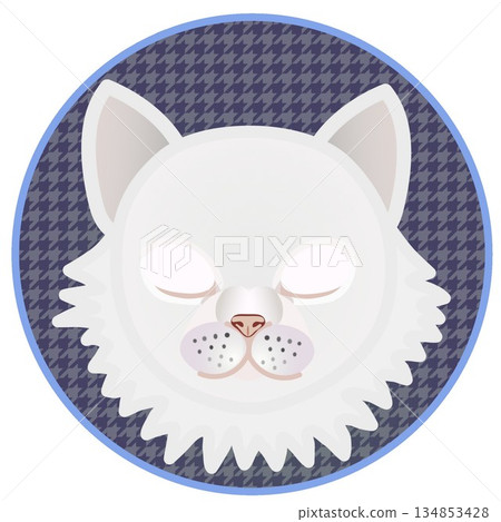 Illustration of a Persian cat's face with a circular background Illustration of a Persian cat's face with a circular background 134853428