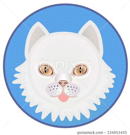 Illustration of a Persian cat's face with a circular background Illustration of a Persian cat's face with a circular background 134853435