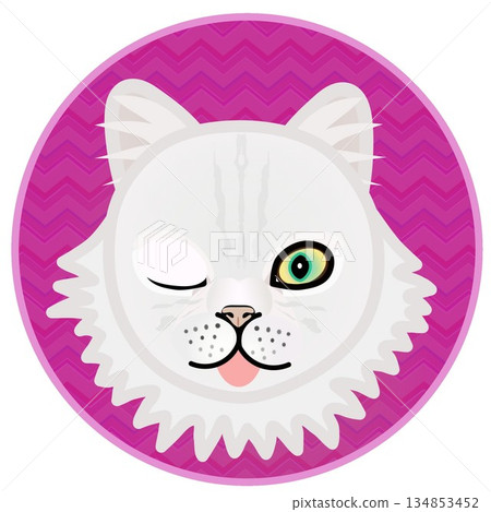 波斯貓臉部插圖,背景為圓形 波斯貓臉部插圖,背景為圓形 134853452