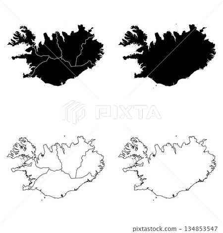 Iceland Outline and Solid Fill Map Set. 134853547