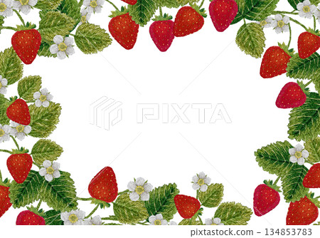 【草莓框】手工刺繡插畫素材 134853783