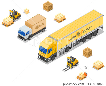 Warehouse Storage and Delivery Isometric Warehouse Storage and Delivery Isometric 134853866
