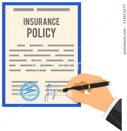 Man signs insurance policy Man signs insurance policy 134853877