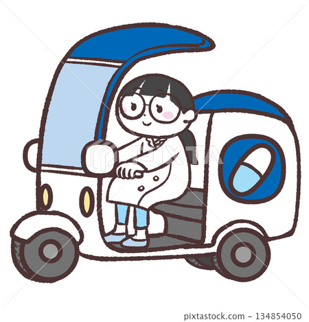 Illustration of a woman in a white coat delivering medicine Illustration of a woman in a white coat delivering medicine 134854050