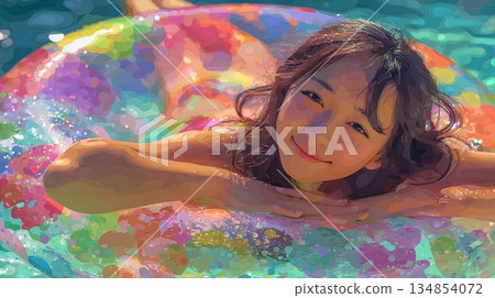 身穿色彩鮮豔比基尼的女子 134854072