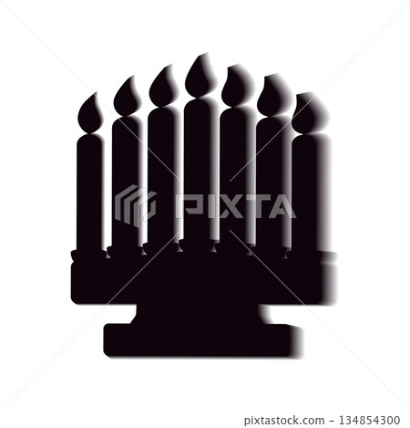 Silhouette Candlestick with seven burning Candles Sticker Icon Pictogram Minimalist Flat Design idea. Isolated Vector illustration Holidays Related Content Social media Post flyers Design element idea Silhouette Candlestick with seven burning Candles Sticker Icon Pictogram Minimalist Flat Design idea. Isolated Vector illustration Holidays Related Content Social media Post flyers Design element idea 134854300