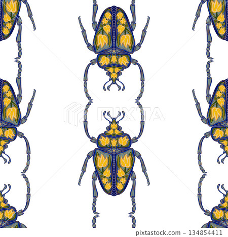 seamless pattern with beetle and insects seamless pattern with beetle and insects 134854411