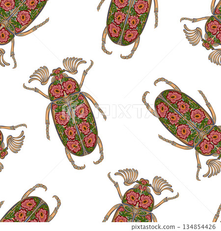 seamless pattern with dragonflies 134854426