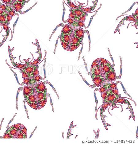 seamless pattern with stylized nature objects 134854428