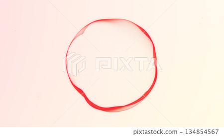Bright red abstract digital sphere with soft flowing gradients on light background. Minimal energetic orb with smooth motion-inspired particle structure. 134854567