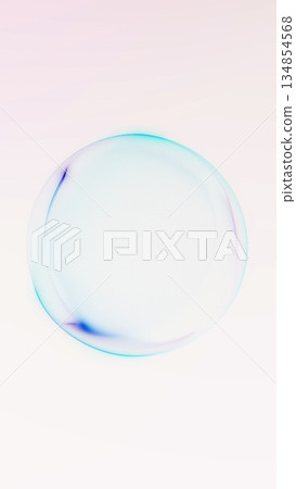 Soft abstract glowing orb with gentle pink and blue gradients on bright background. Minimal futuristic digital sphere with smooth light transitions and airy atmosphere. 134854568