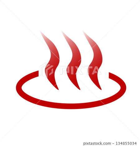 溫泉標誌漸層圖示（紅色） 134855034