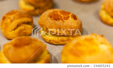 Freshly baked English golden scones 134855241