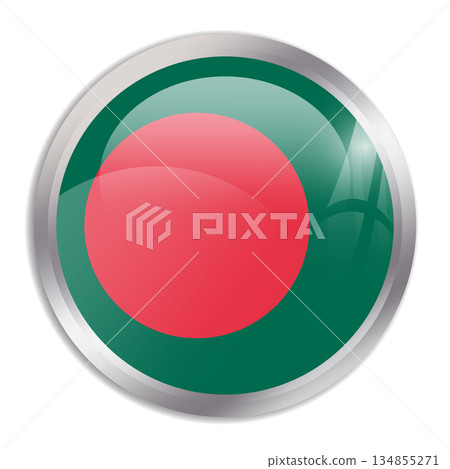Bangladesh flag - glossy circle button in metal frame displays a colorful flag of a country cultural identity and heritage. The essence of national pride and unity. Bangladesh flag - glossy circle button in metal frame displays a colorful flag of a country cultural identity and heritage. The essence of national pride and unity. 134855271
