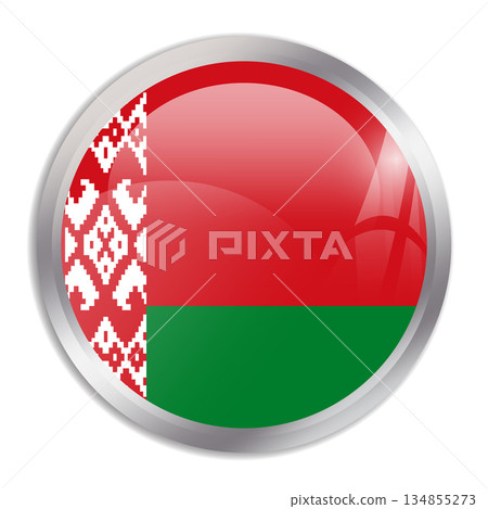Belarus flag - glossy circle button in metal frame displays a colorful flag of a country cultural identity and heritage. The essence of national pride and unity. Belarus flag - glossy circle button in metal frame displays a colorful flag of a country cultural identity and heritage. The essence of national pride and unity. 134855273