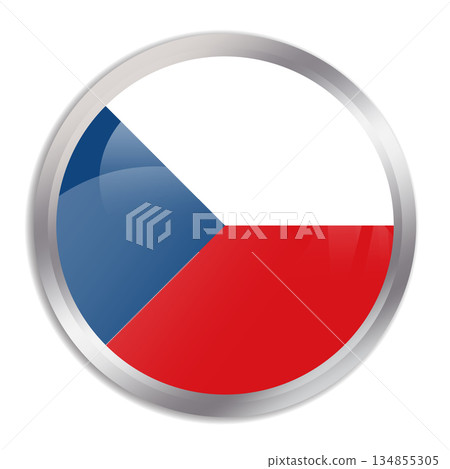 Czech Republic flag - glossy circle button in metal frame displays a colorful flag of a country cultural identity and heritage. The essence of national pride and unity. Czech Republic flag - glossy circle button in metal frame displays a colorful flag of a country cultural identity and heritage. The essence of national pride and unity. 134855305