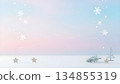 Soft Pastel Winter Wonderland with Snowflakes and Stars 134855319