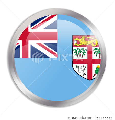 Fiji flag - glossy circle button in metal frame displays a colorful flag of a country cultural identity and heritage. The essence of national pride and unity. Fiji flag - glossy circle button in metal frame displays a colorful flag of a country cultural identity and heritage. The essence of national pride and unity. 134855332