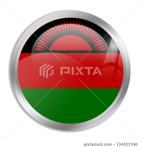 Malawi flag - glossy circle button in metal frame displays a colorful flag of a country cultural identity and heritage. The essence of national pride and unity. Malawi flag - glossy circle button in metal frame displays a colorful flag of a country cultural identity and heritage. The essence of national pride and unity. 134855390