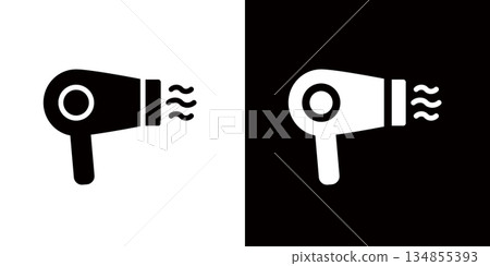 Simple hair dryer icon, logo representing styling hair 134855393