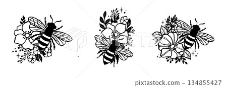 Honey Bee vector design templete.  134855427