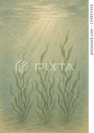 Aquatic Plants Series: A calm Japanese-style background of aquatic plants swaying on the water surface Aquatic Plants Series: A calm Japanese-style background of aquatic plants swaying on the water surface 134855428