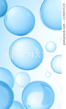 3D背景，漂浮著淺藍色透明球體 | 保濕、護膚和尖端美容科技 134855519