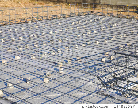 Foundation and rebar work for single-story houses Foundation and rebar work for single-story houses 134855587