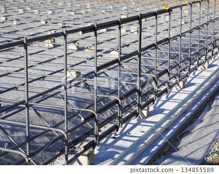 Foundation and rebar work for single-story houses Foundation and rebar work for single-story houses 134855589