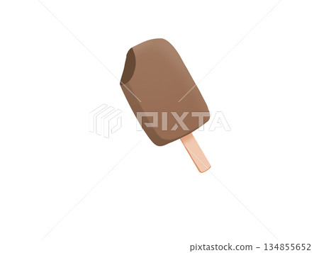 Half-eaten chocolate ice cream 134855652