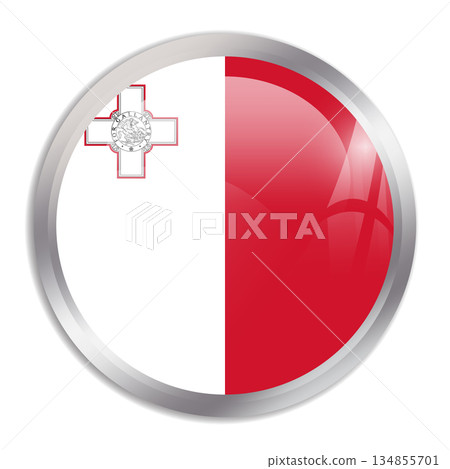 Malta flag - glossy circle button in metal frame displays a colorful flag of a country cultural identity and heritage. The essence of national pride and unity. Malta flag - glossy circle button in metal frame displays a colorful flag of a country cultural identity and heritage. The essence of national pride and unity. 134855701